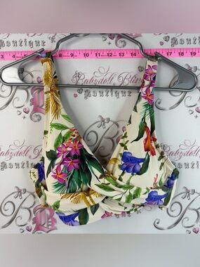 Alex Marie Bikini Top Cream with Pink, Purple & Green Trim